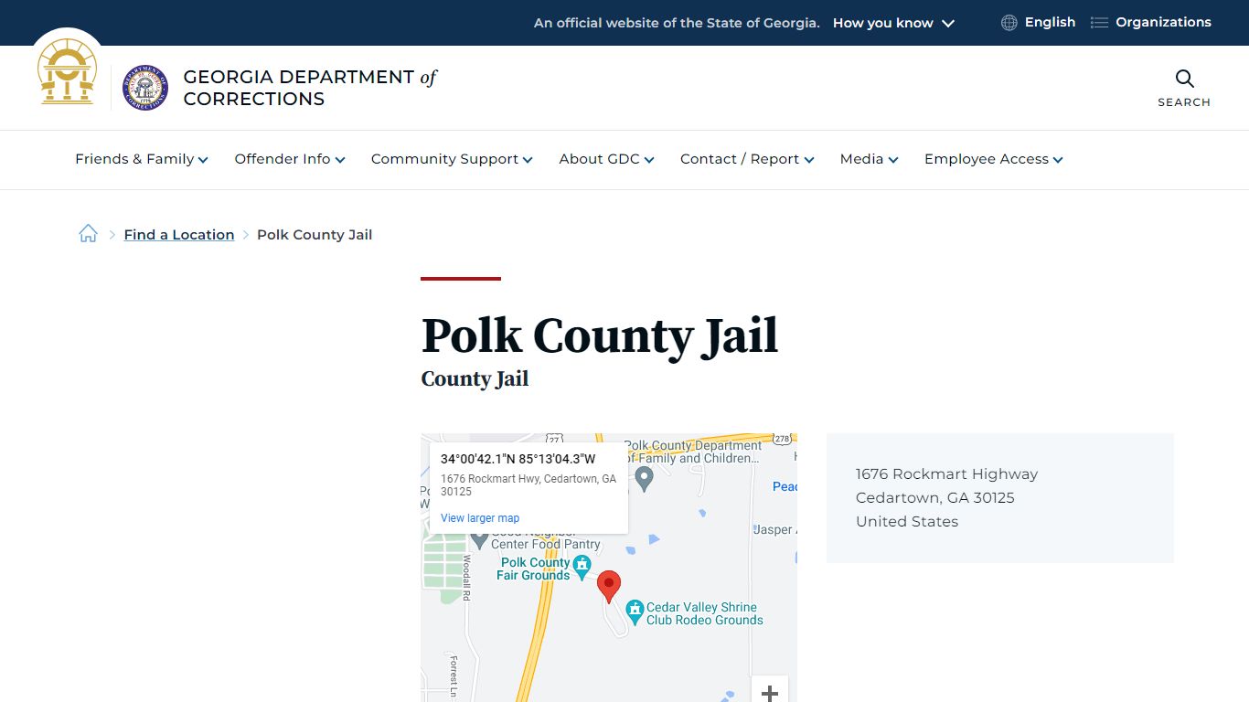 Polk County Jail | Georgia Department of Corrections